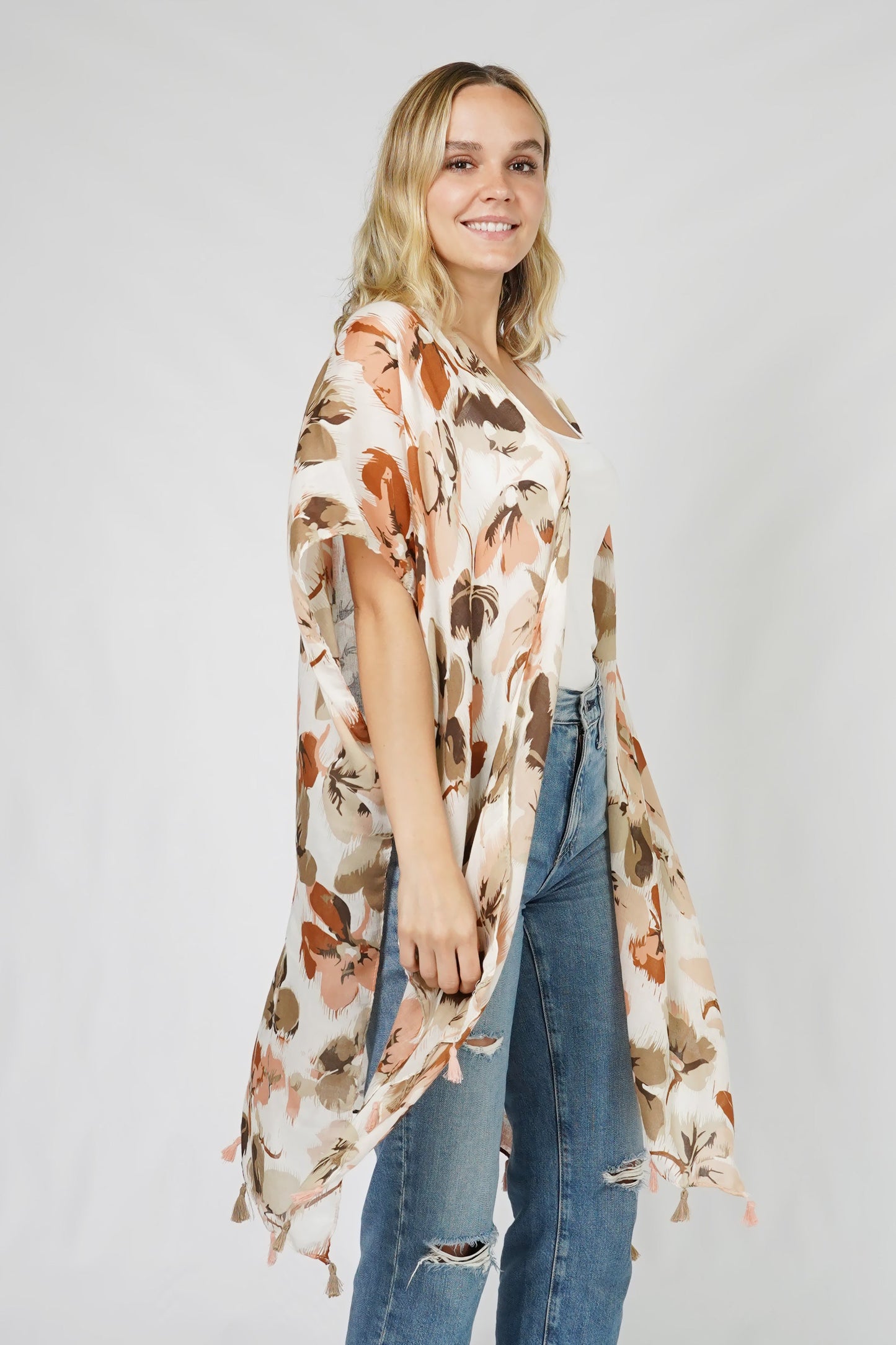 FLORAL PRINT KIMONO/VEST