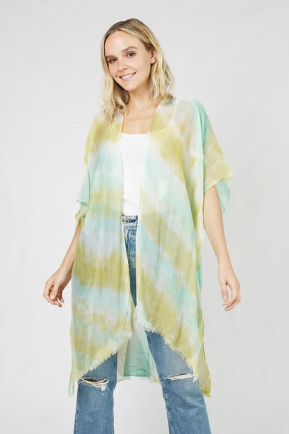 DIAGNAL TIE DYE KIMONO/VEST