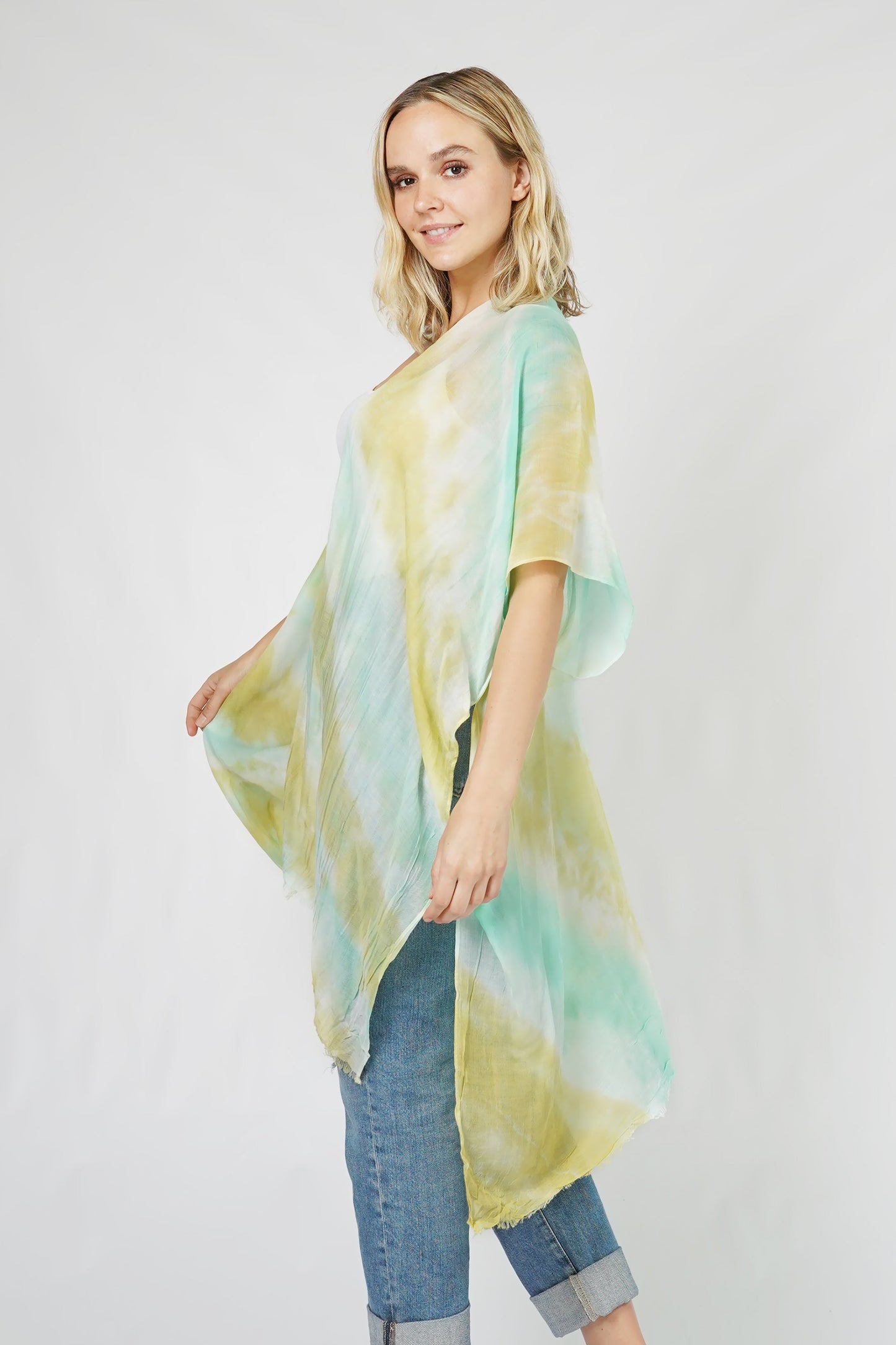 DIAGNAL TIE DYE KIMONO/VEST