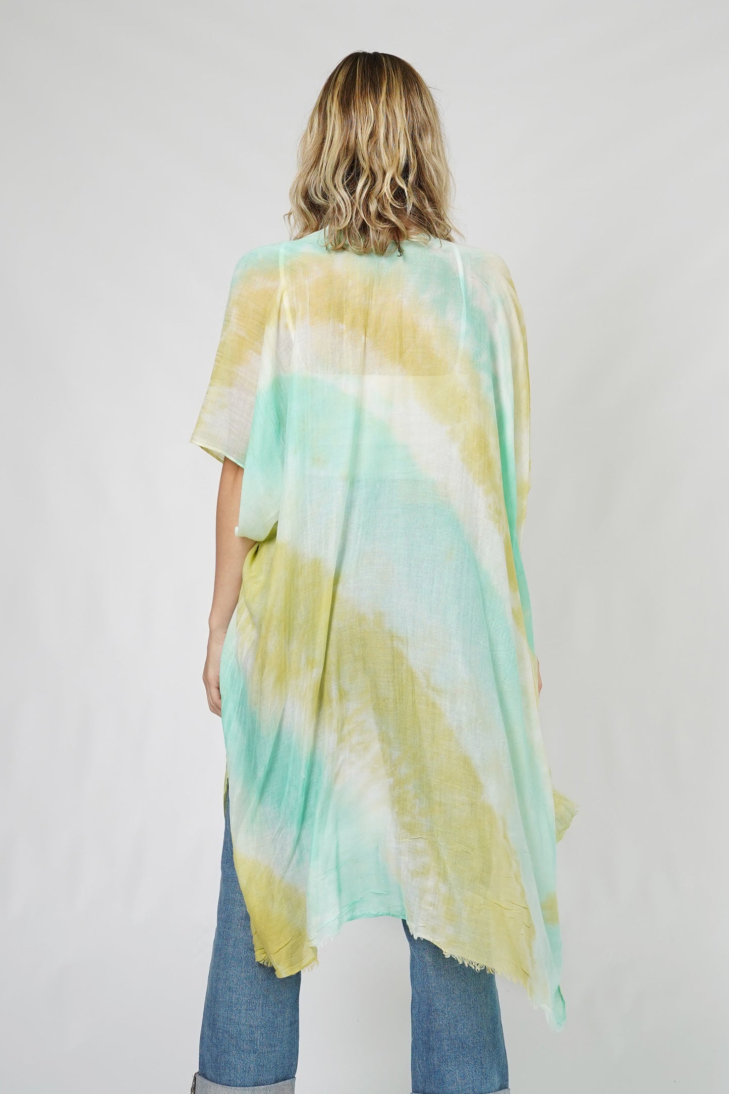 DIAGNAL TIE DYE KIMONO/VEST