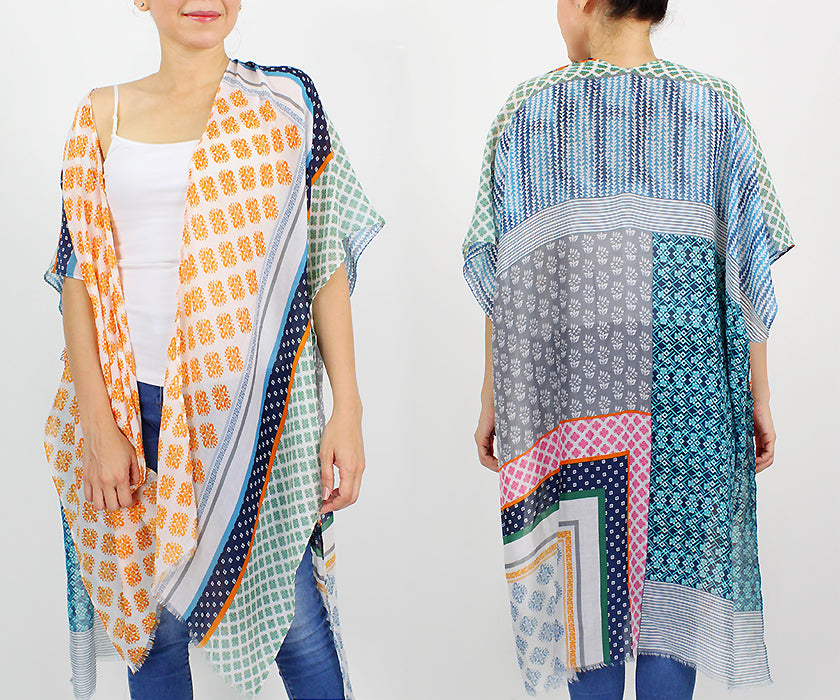 PATCHWORK PRINT KIMONO/VEST