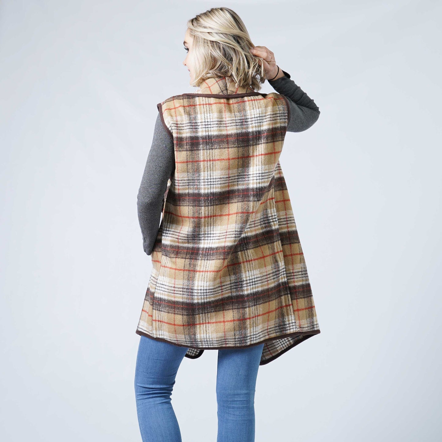 PLAID VEST W/POCKET