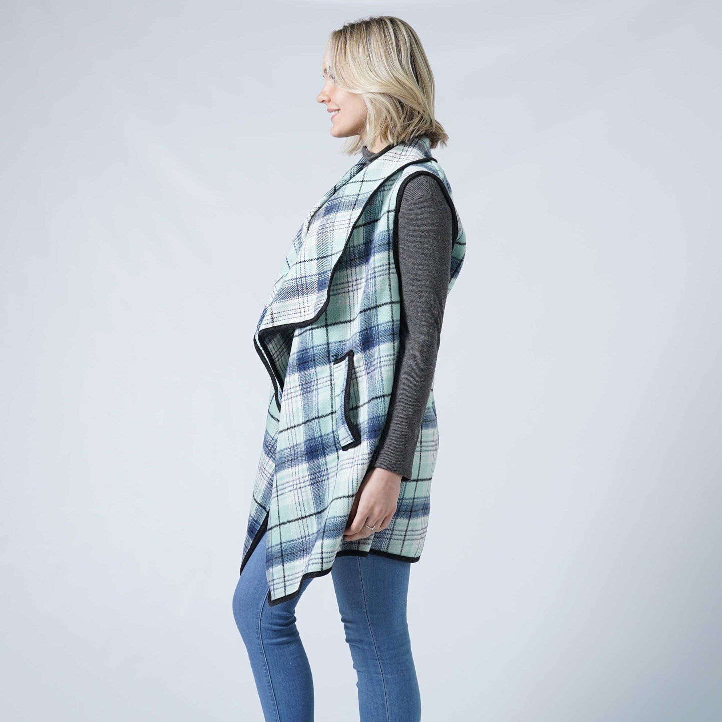 PLAID VEST W/POCKET