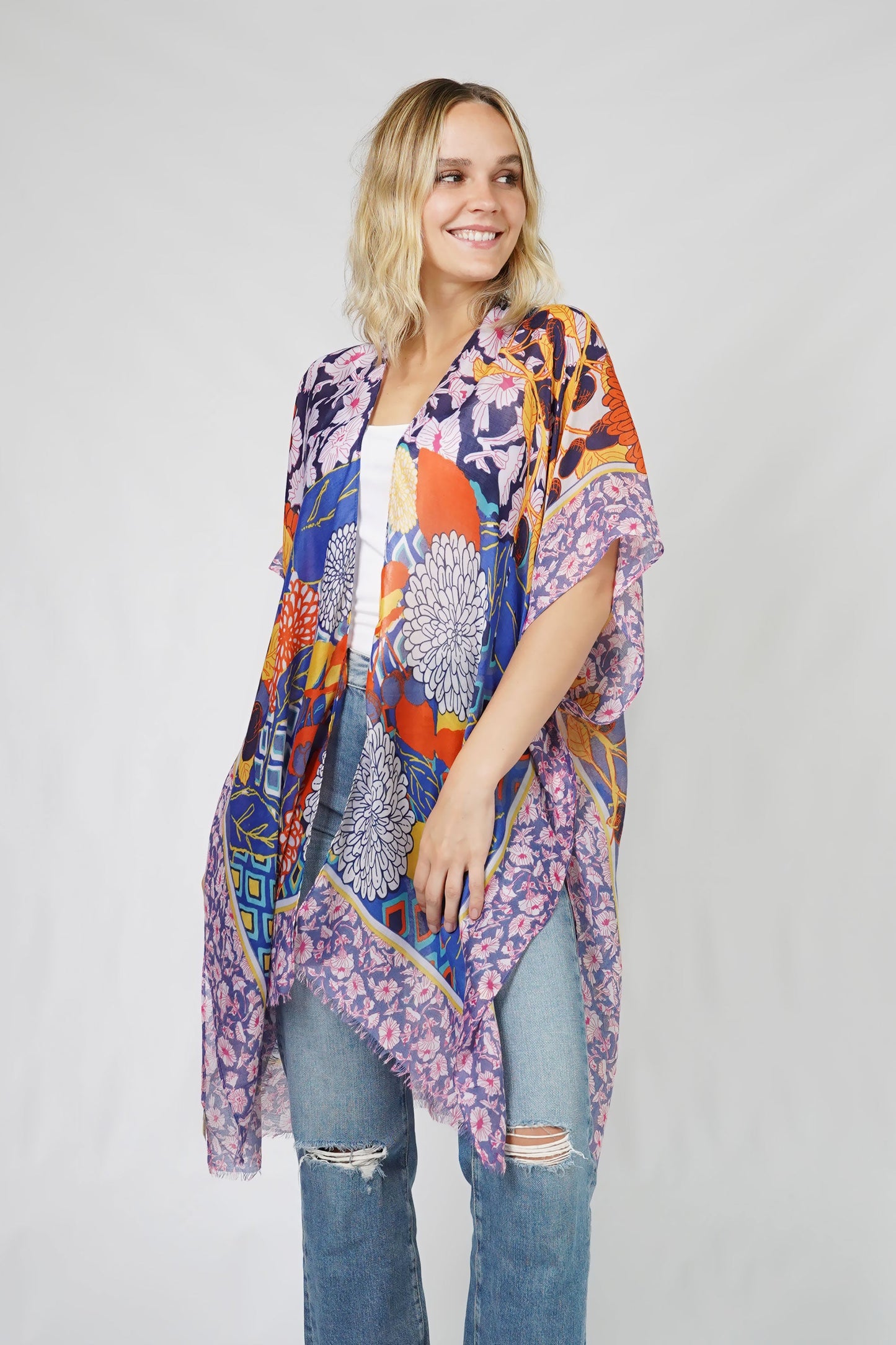 ORIENTAL PRINT KIMONO/VEST