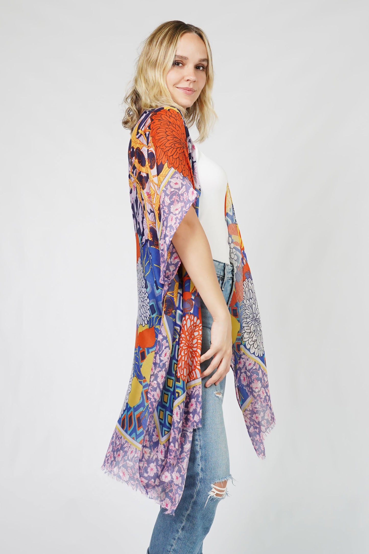 ORIENTAL PRINT KIMONO/VEST