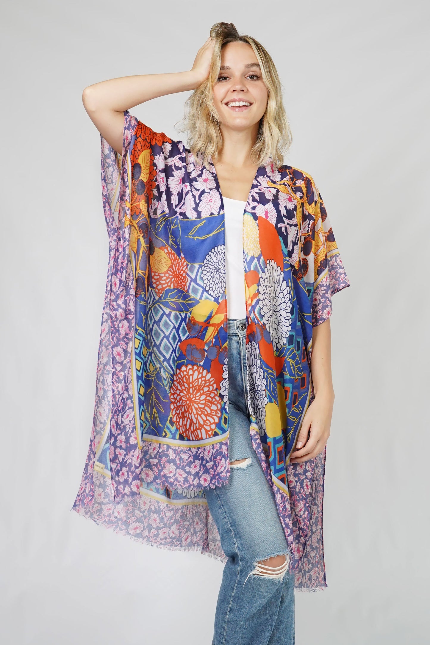 ORIENTAL PRINT KIMONO/VEST