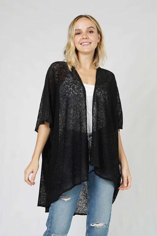 STRIPE TEXTURE KNIT RELAXED KIMONO