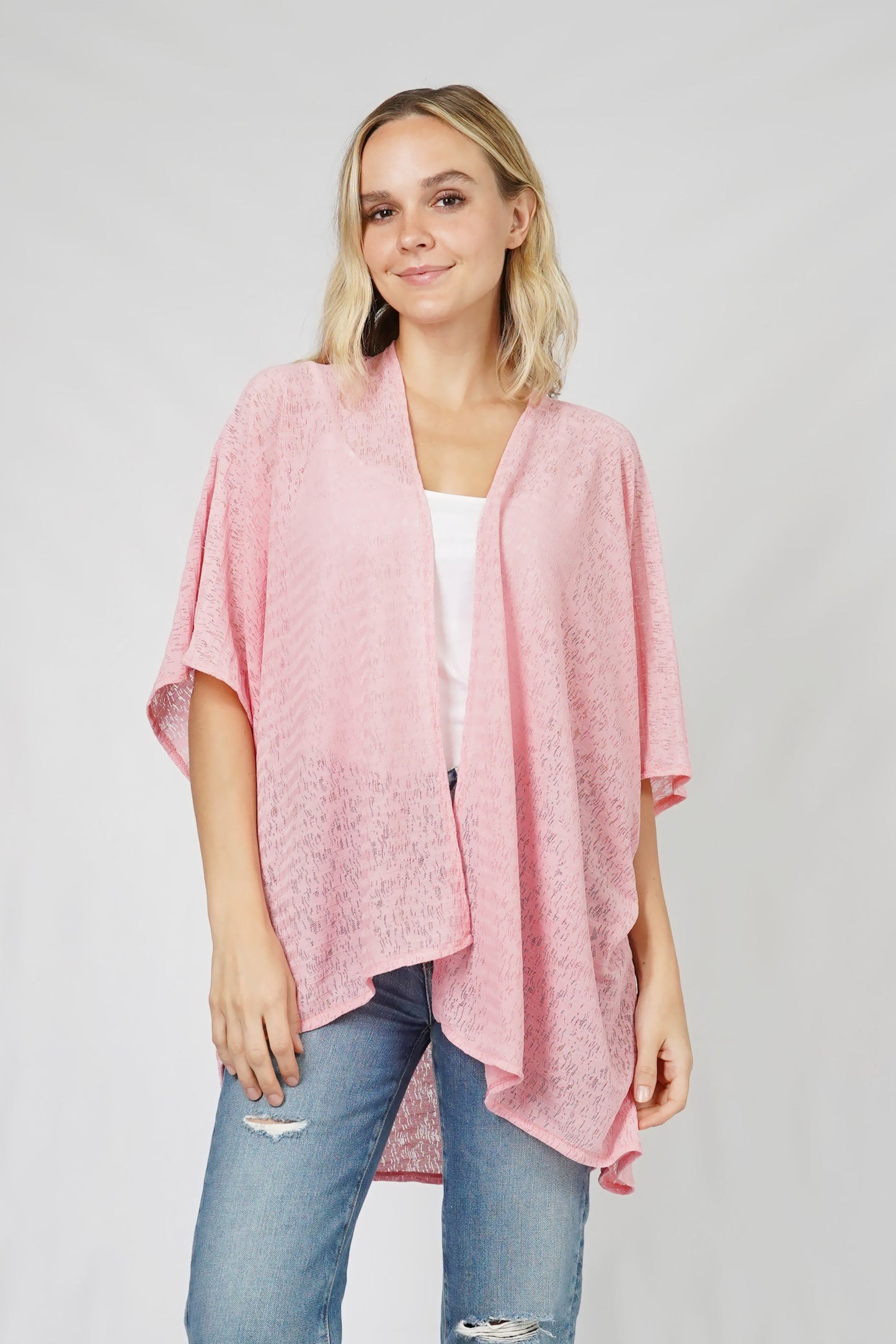 STRIPE TEXTURE KNIT RELAXED KIMONO