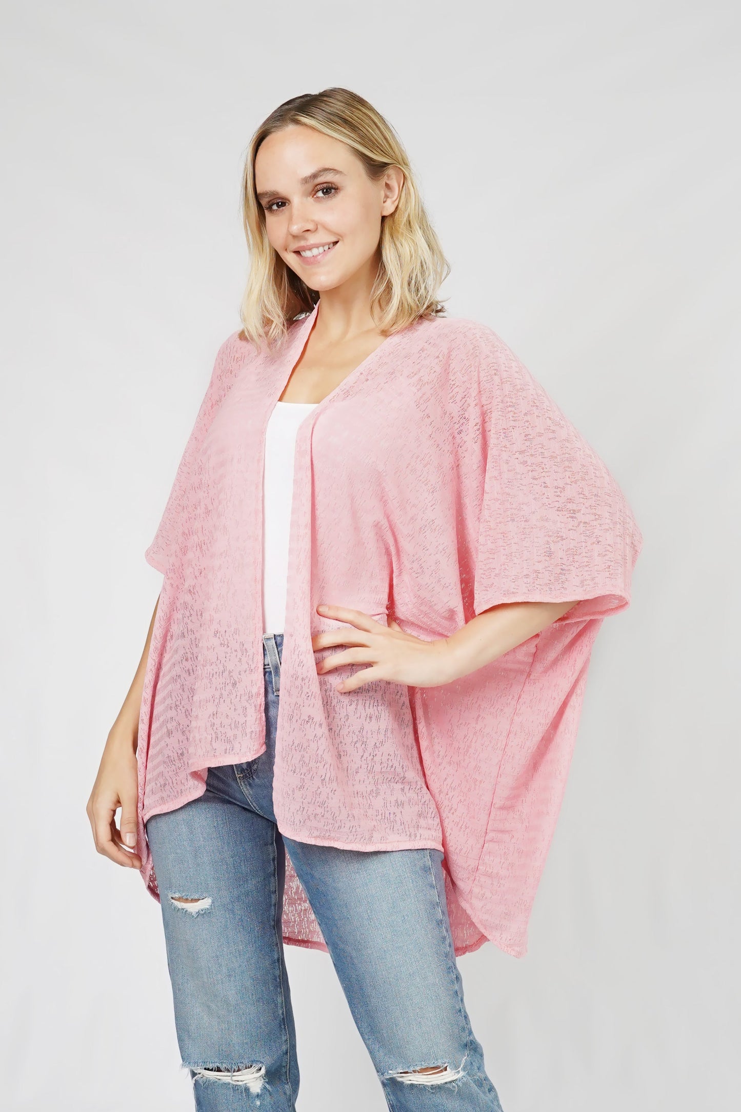 STRIPE TEXTURE KNIT RELAXED KIMONO