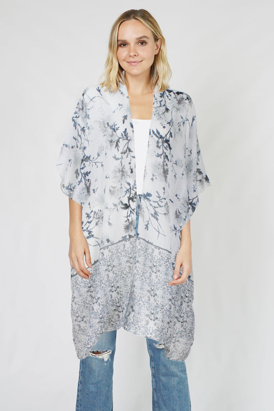 FLOWER PRINT KIMONO VEST