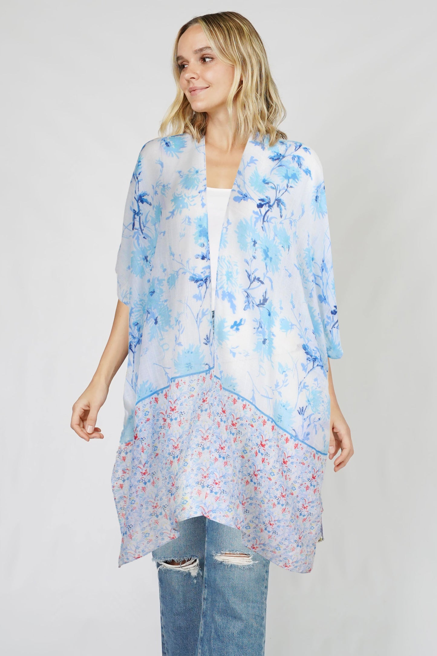 FLOWER PRINT KIMONO VEST